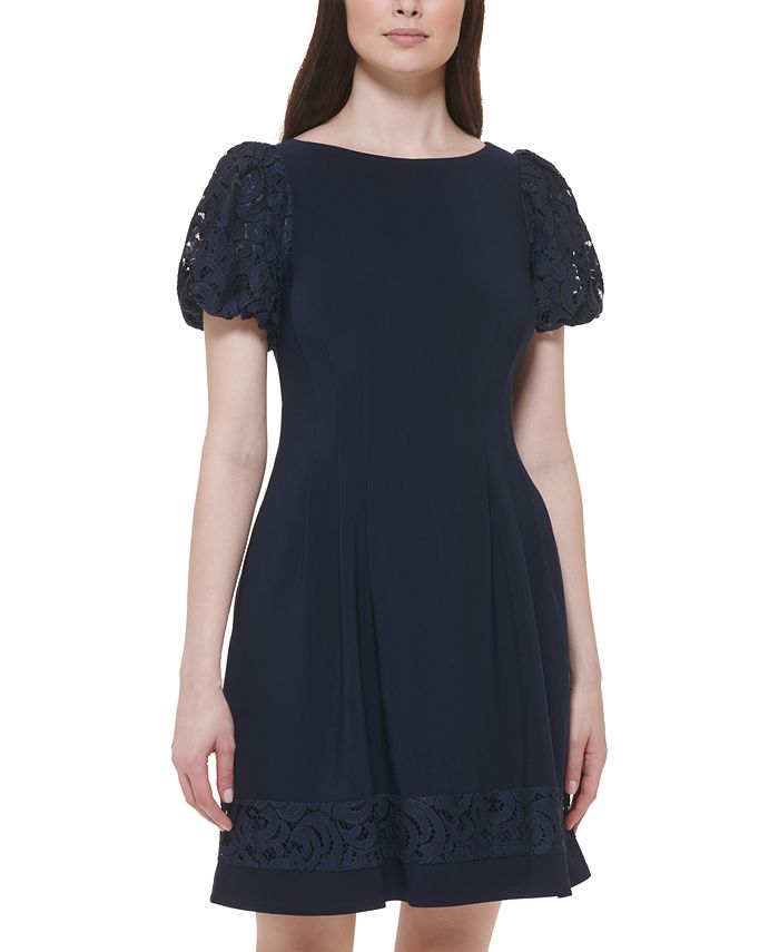 Jessica Howard Women's EmbroideredHem BalloonSleeve Dress Macy's