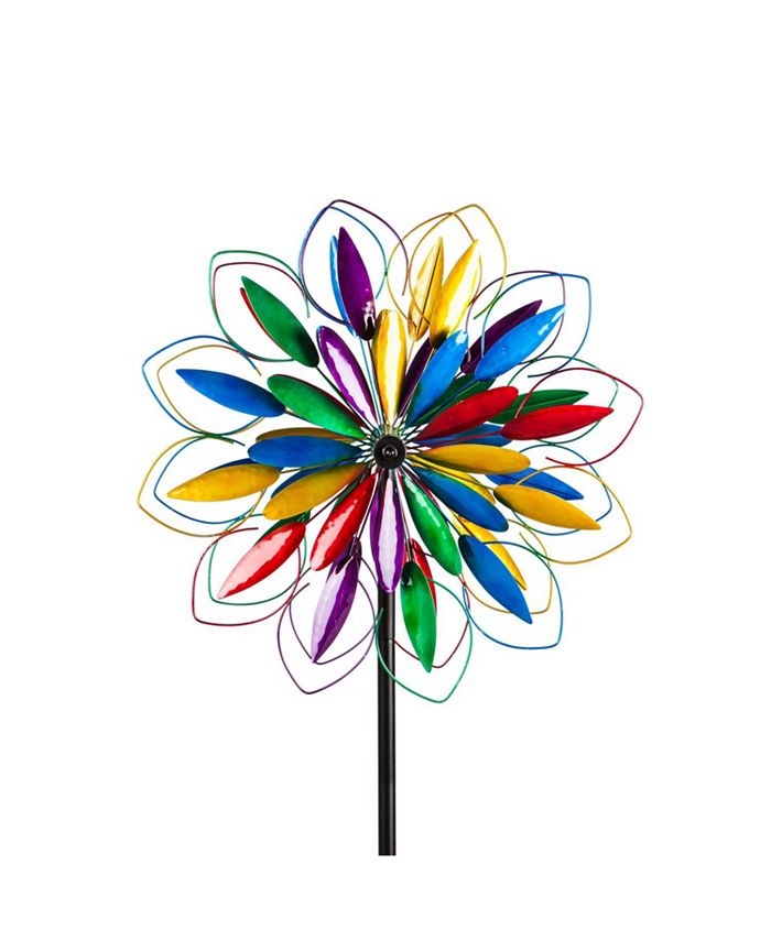 Evergreen 75"H Wind Spinner, Rainbow Flower Fade and Weather Resistant
