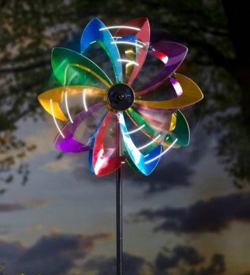 75" LED Solar Flower Wind Spinner