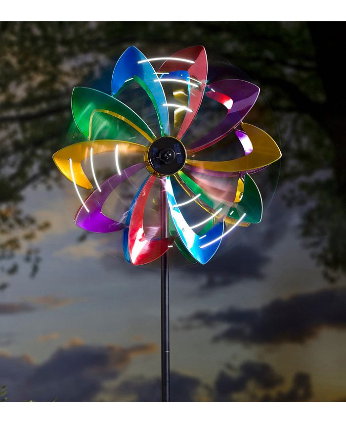 Evergreen 75" LED Solar Flower Wind Spinner Macy's