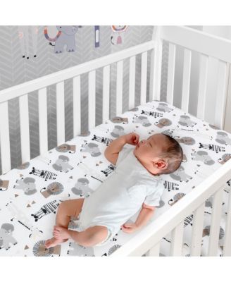 Baby Jungle Safari Gray/Tan/White Nursery 6-Piece Crib Bedding Set