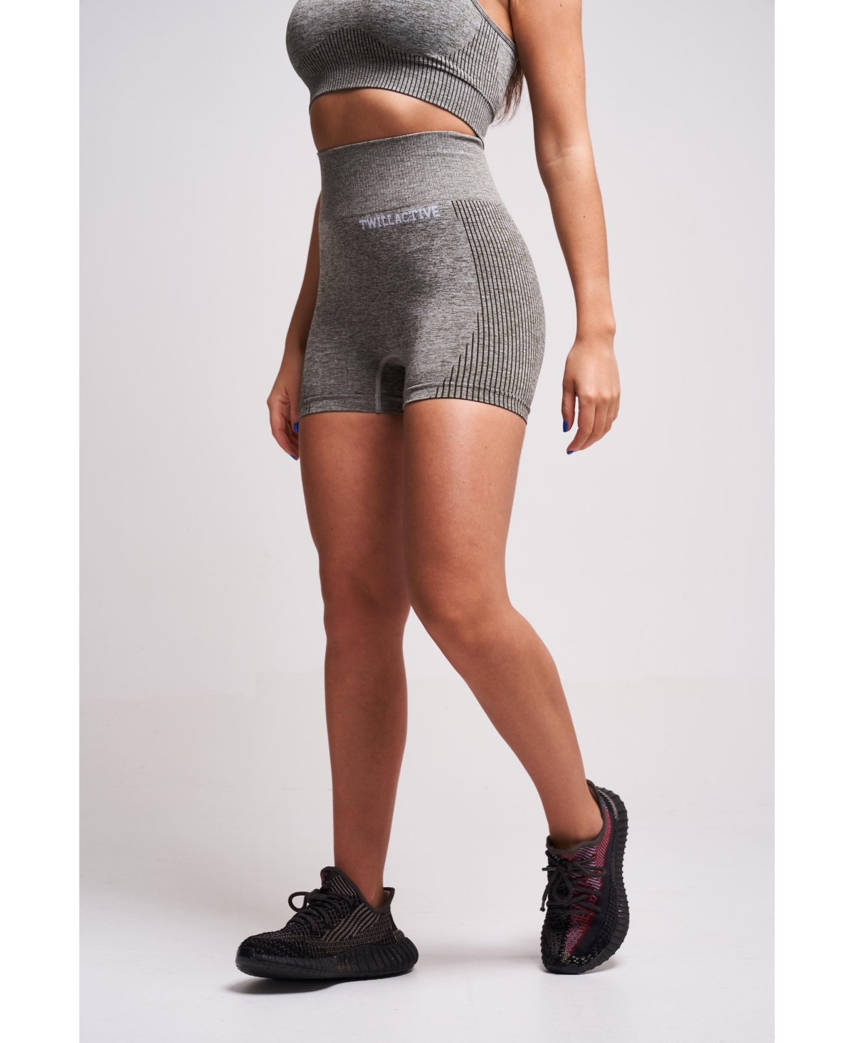 Women's Fortel Recycled Ruched Booty Shorts - Petrol Marl - Grey
