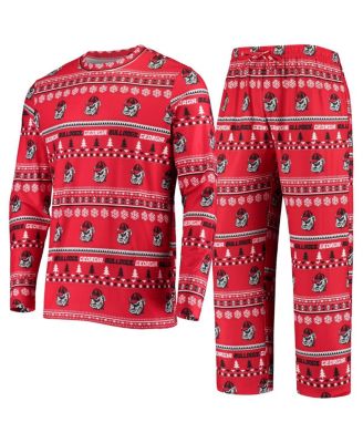 Men's Red Georgia Bulldogs Ugly Sweater Knit Long Sleeve Top and Pant Set