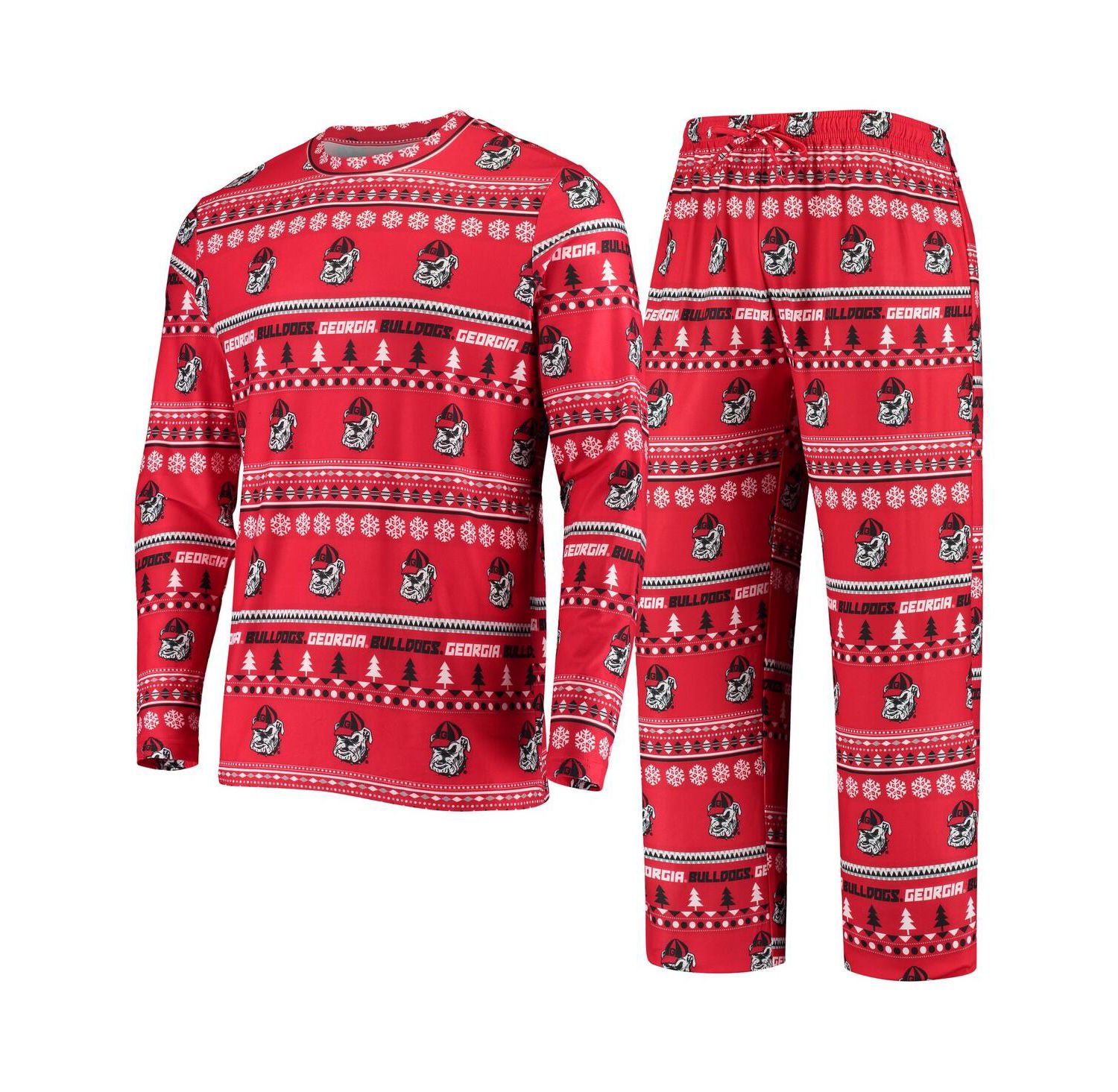 Men's Red Georgia Bulldogs Ugly Sweater Knit Long Sleeve Top and Pant Set