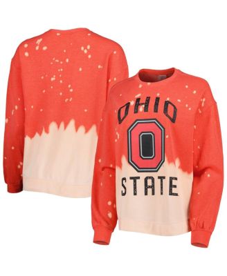 Women's Scarlet Ohio State Buckeyes Twice As Nice Faded Dip-Dye Pullover Sweatshirt
