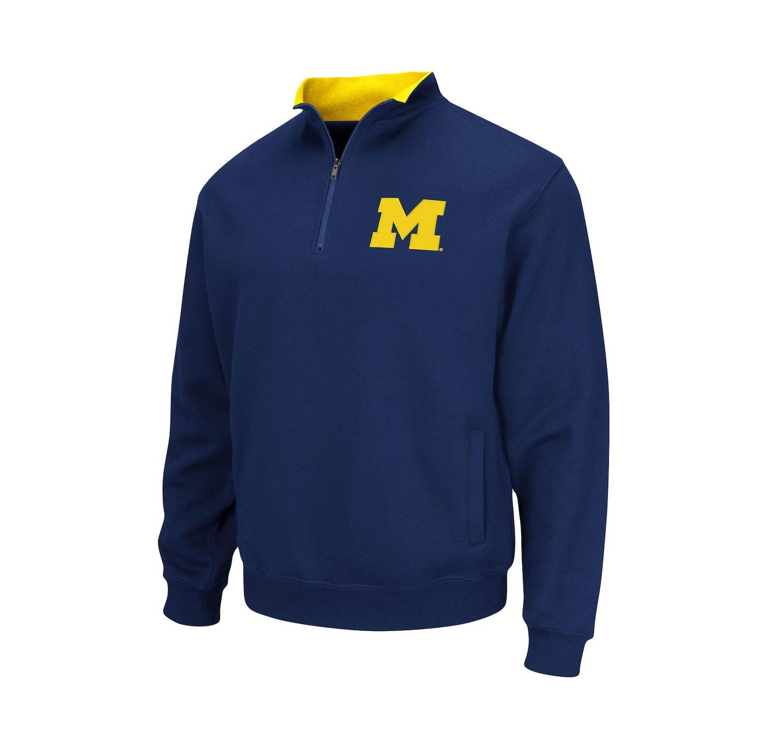 Men's Navy Michigan Wolverines Big and Tall Tortugas Quarter-Zip Jacket