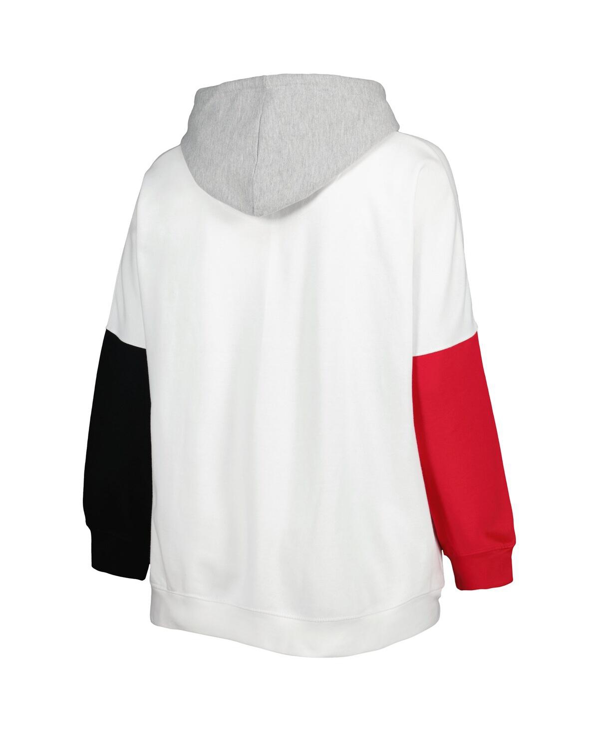 Shop Profile Women's White, Scarlet Ohio State Buckeyes Plus Size Contrast Dolman Sleeve Pullover Hoodie In White,scarlet