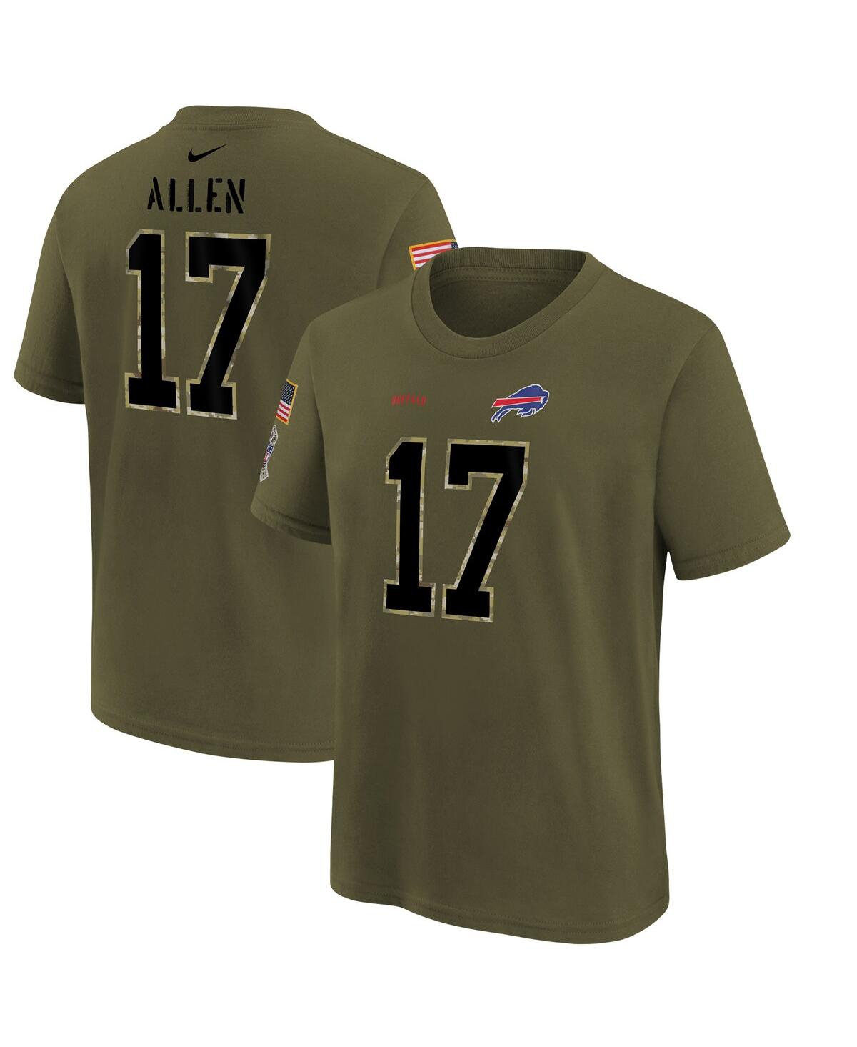 Youth Boys Nike Josh Allen Olive Buffalo Bills 2022 Salute To Service Name and Number T-shirt