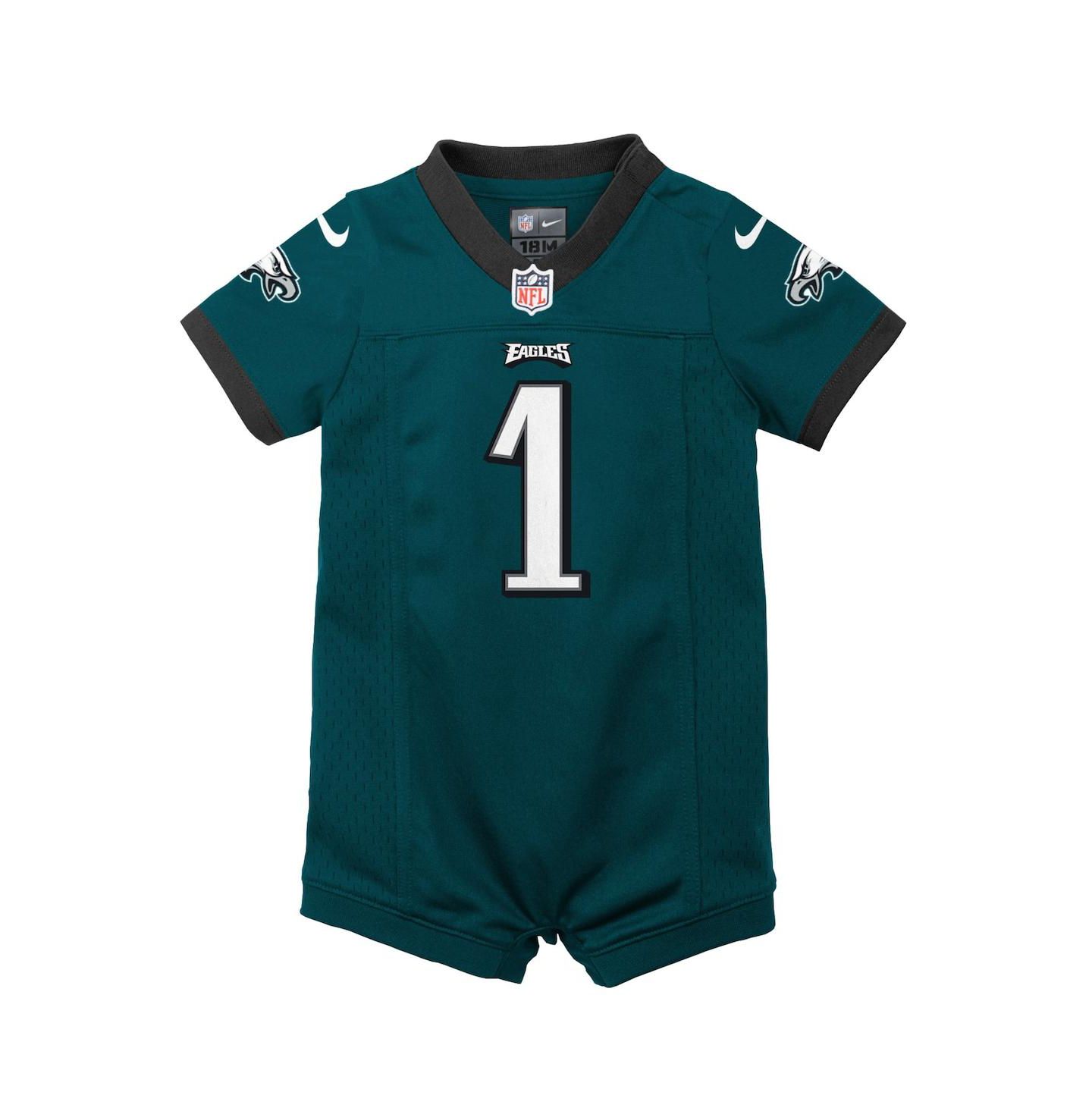 Комбинезон Nike Jalen Hurts Midnight Philadelphia Eagles Game Romper Jersey для малышей, цвет: Зелёный / Белый — фото 5