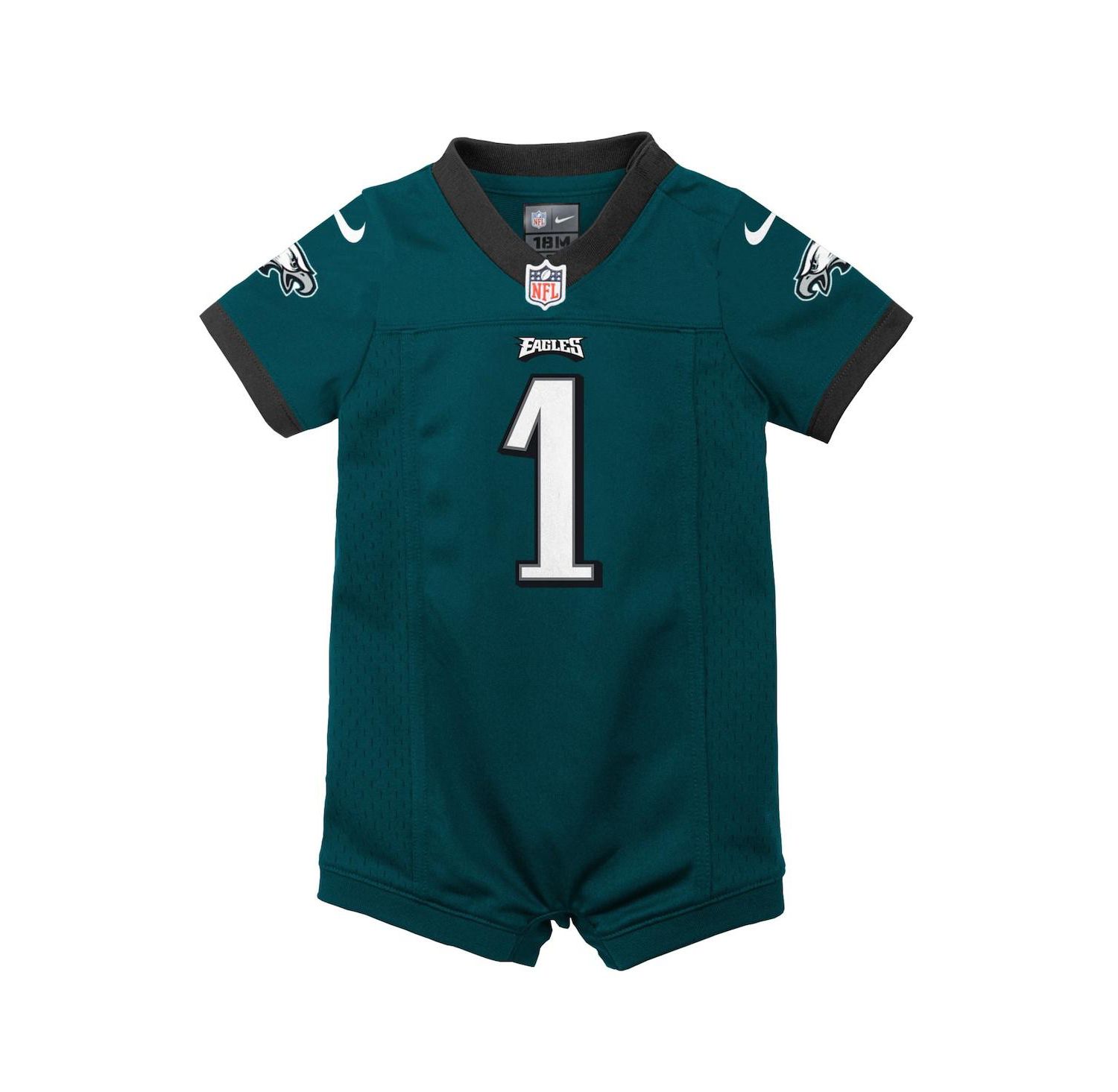 Newborn and Infant Boys and Girls Jalen Hurts Midnight Philadelphia Eagles Game Romper Jersey