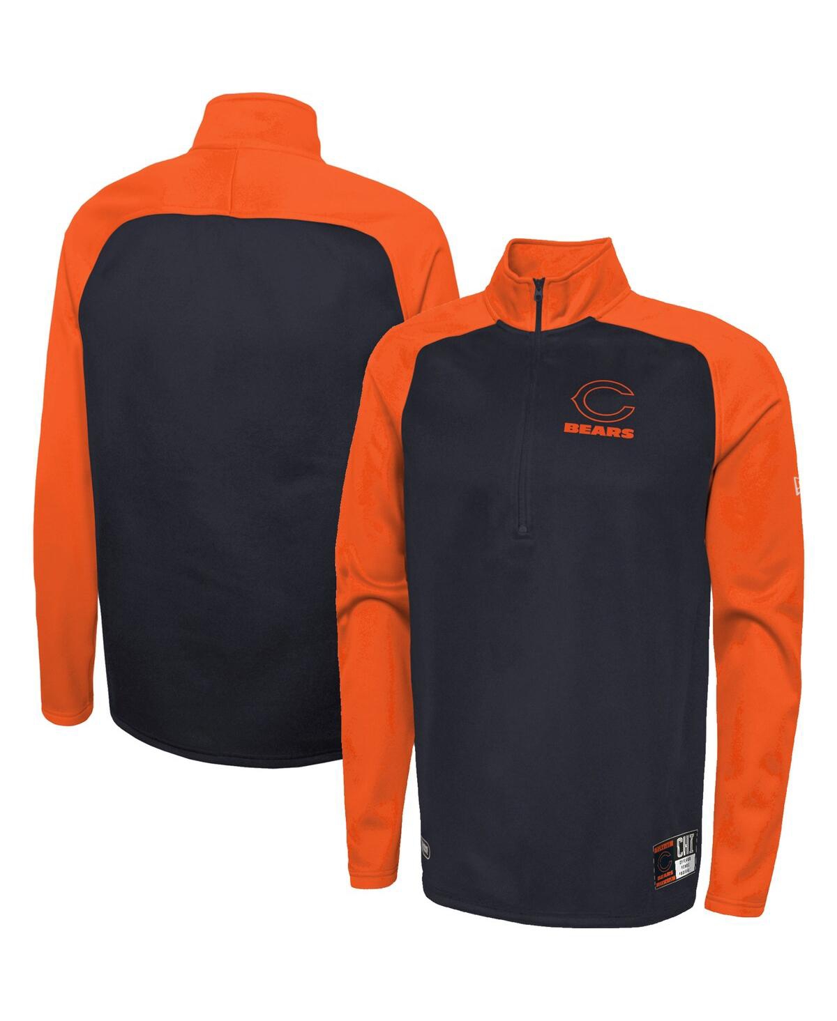 NEW ERA MEN'S NEW ERA NAVY CHICAGO BEARS COMBINE AUTHENTIC O-LINE RAGLAN HALF-ZIP JACKET 