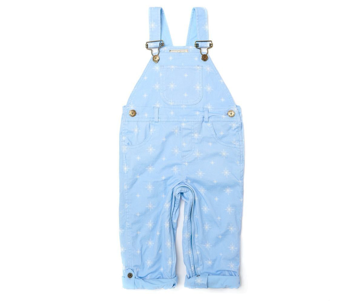 Dotty Dungarees Toddler Girl And Toddler Boy Ice Blue Snowflake Overalls