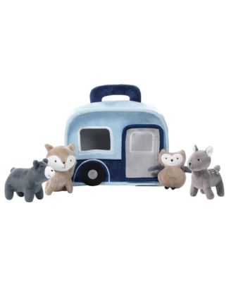 Lambs  Ivy Interactive Blue Camper/RV Plush with Stuffed Animal Toys