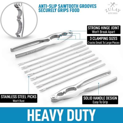10-Piece Crab Crackers and Tools Set - Heavy Duty Crab Leg Crackers and Tools & Sharp Tines