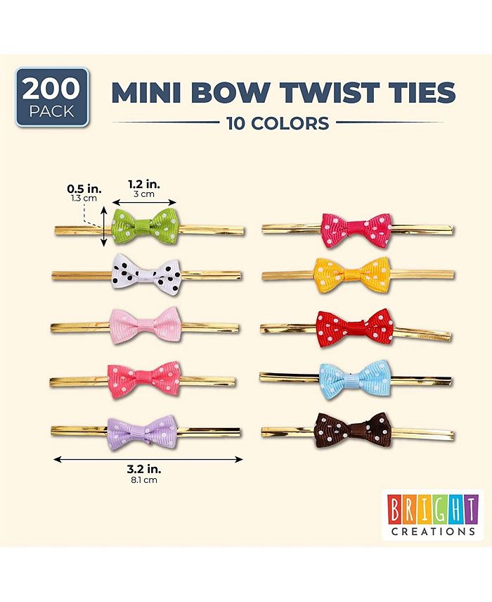 Bright Creations Mini Ribbon Bow Twist Ties for Treat Bags (10 Colors