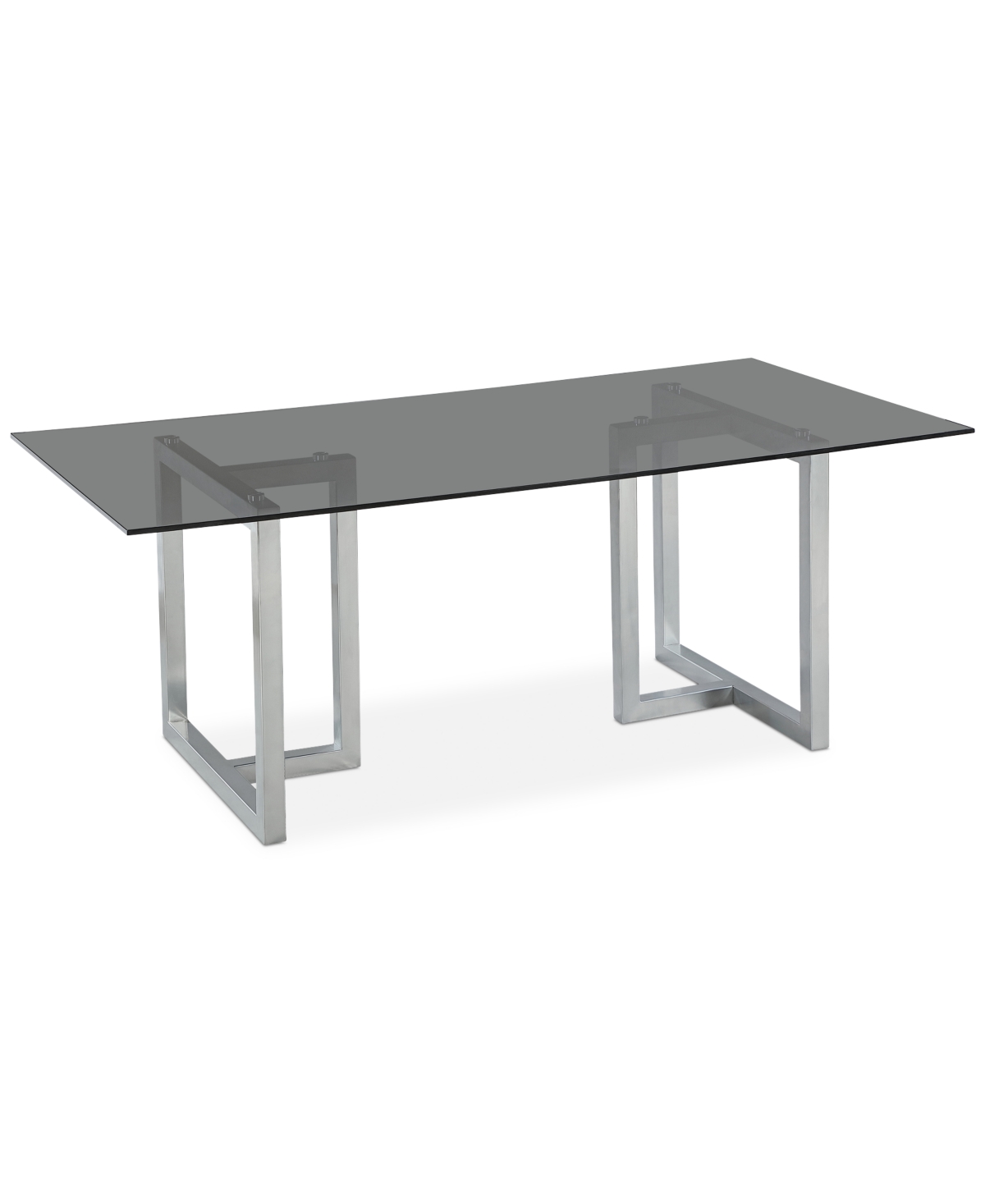 Furniture Emila 78" Rectangle Glass Mix And Match Dining Table, Created For Macy's In Smoked Glass With Silver Base
