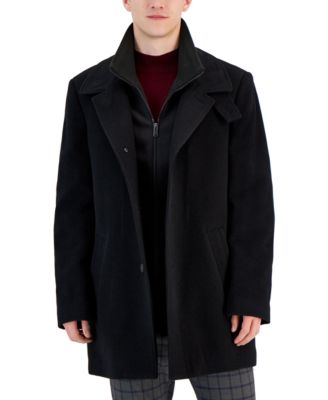 Men's Classic Fit Black Wool Blend Overcoat