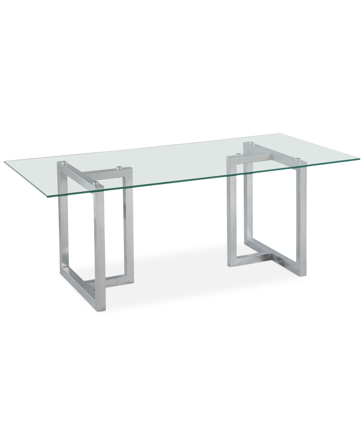 Furniture Emila 78" Rectangle Glass Mix And Match Dining Table, Created For Macy's In Ultra Clear Glass With Silver Base