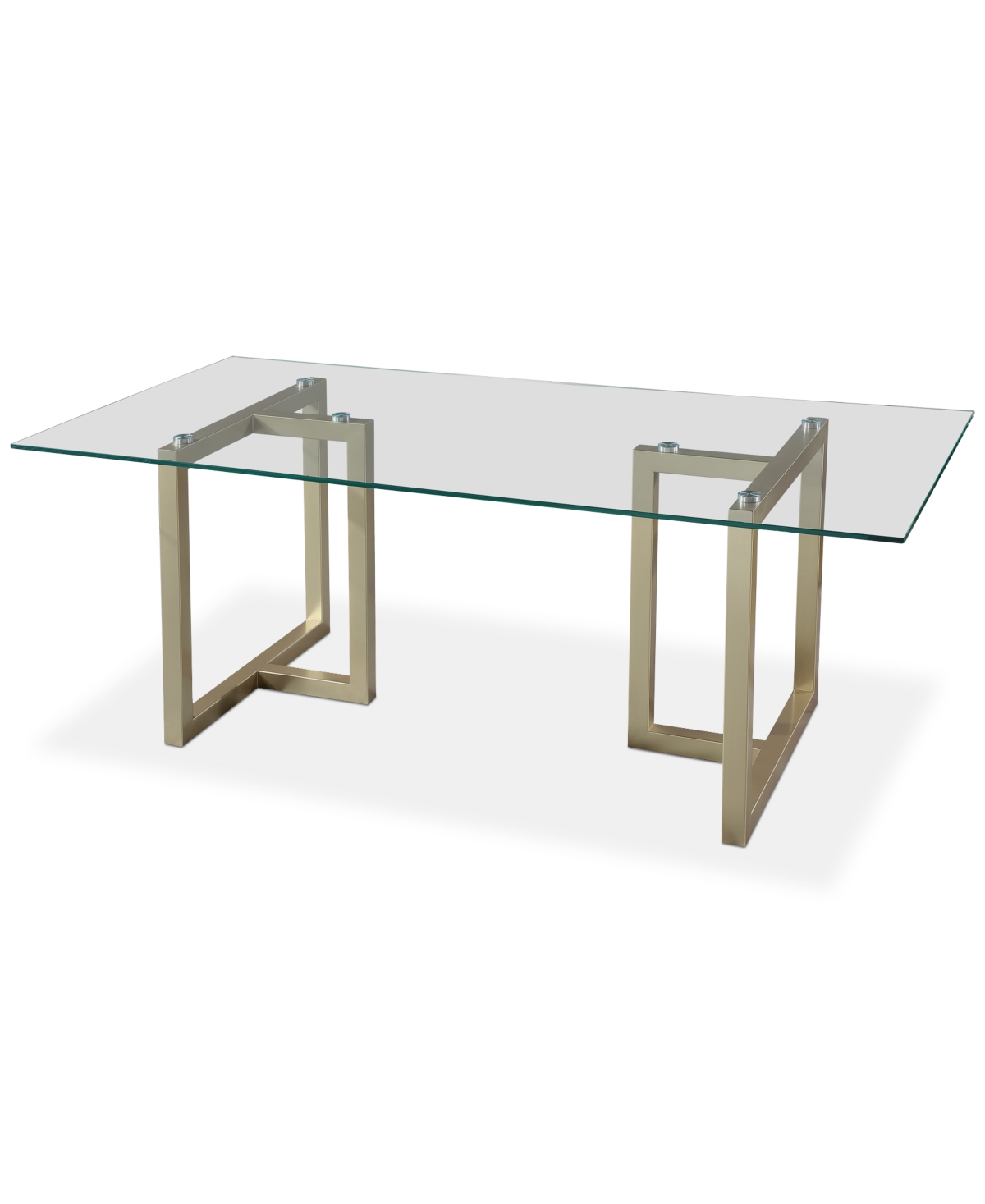 Furniture Emila 78" Rectangle Glass Mix And Match Dining Table, Created For Macy's In Ultra Clear Glass With Champagne Base