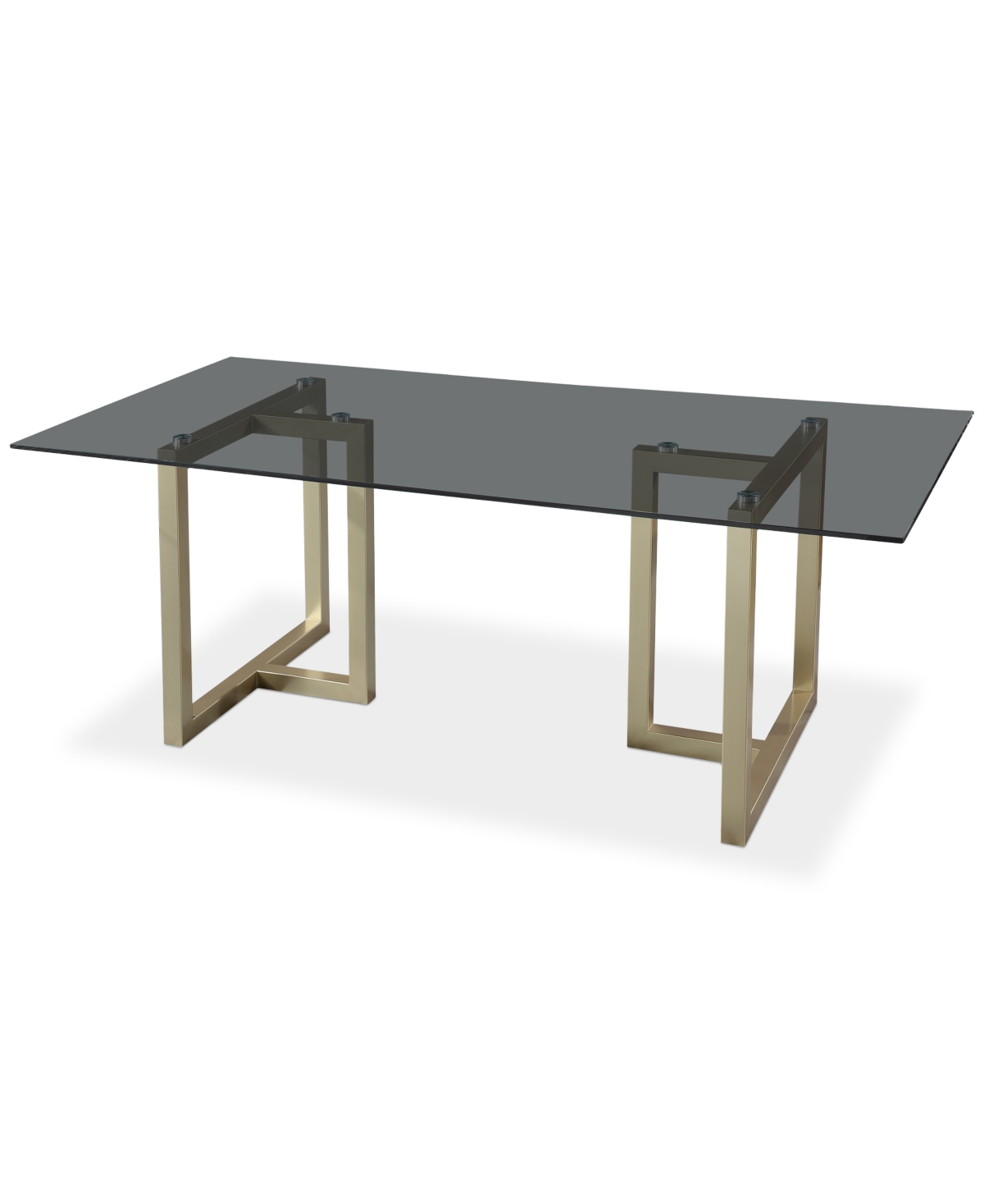 Furniture Emila 78" Rectangle Glass Mix And Match Dining Table, Created For Macy's In Smoked Glass With Champagne Base