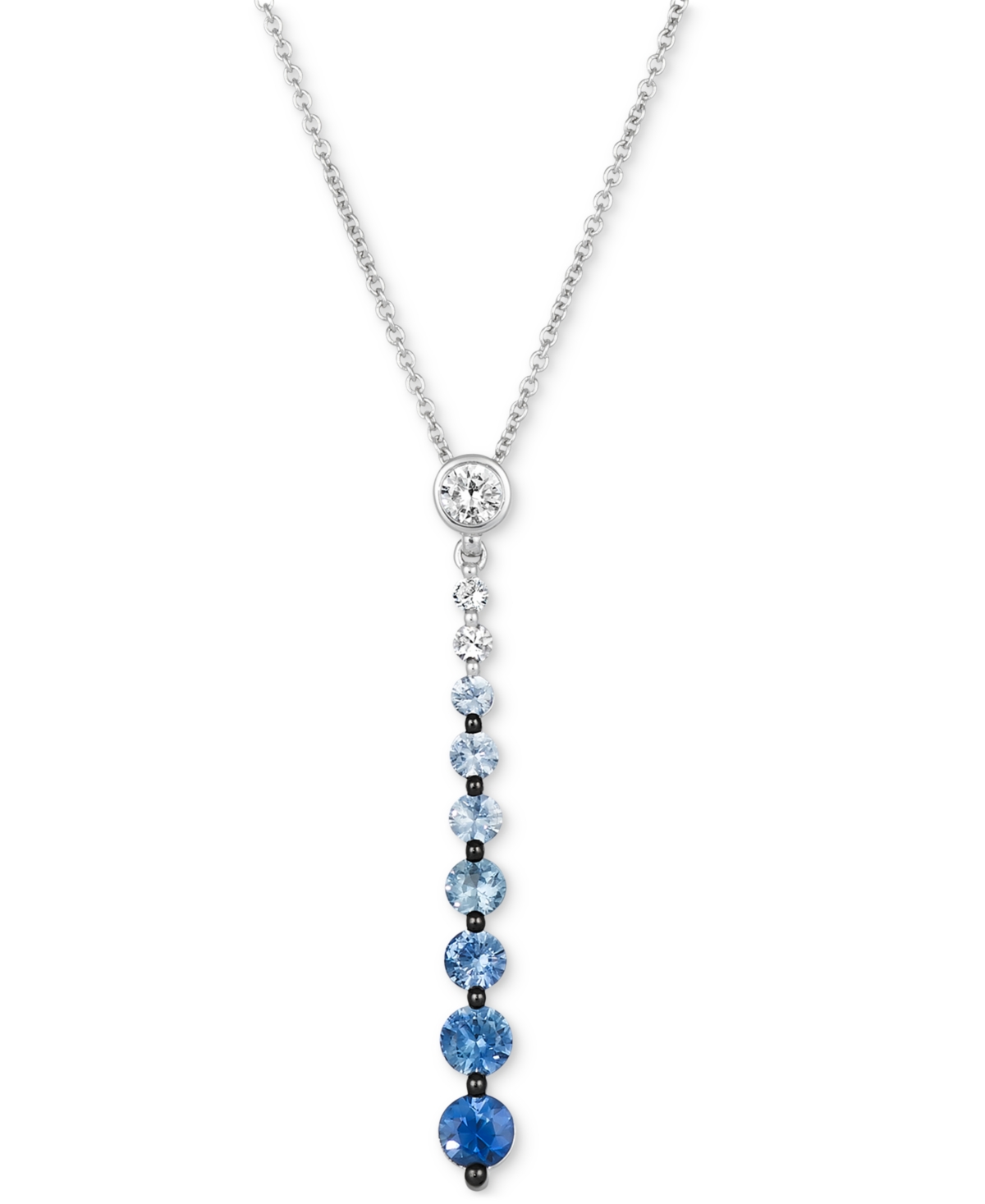 Le Vian Denim Ombre (7/8 Ct. T.w.) & White Sapphire (1/6 Ct. T.w.) Graduated Adjustable 20" Lariat Necklace In K Vanilla Gold Pendant
