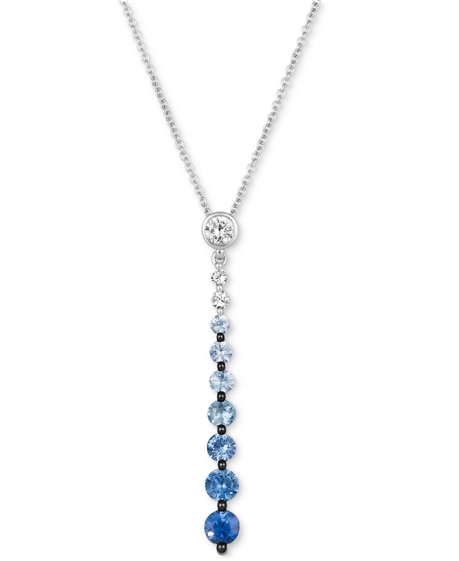 Denim Ombr&eacute; (7/8 ct. t.w.) & White Sapphire (1/6 ct. t.w.) Graduated Adjustable 20" Lariat Necklace in 14k White Gold