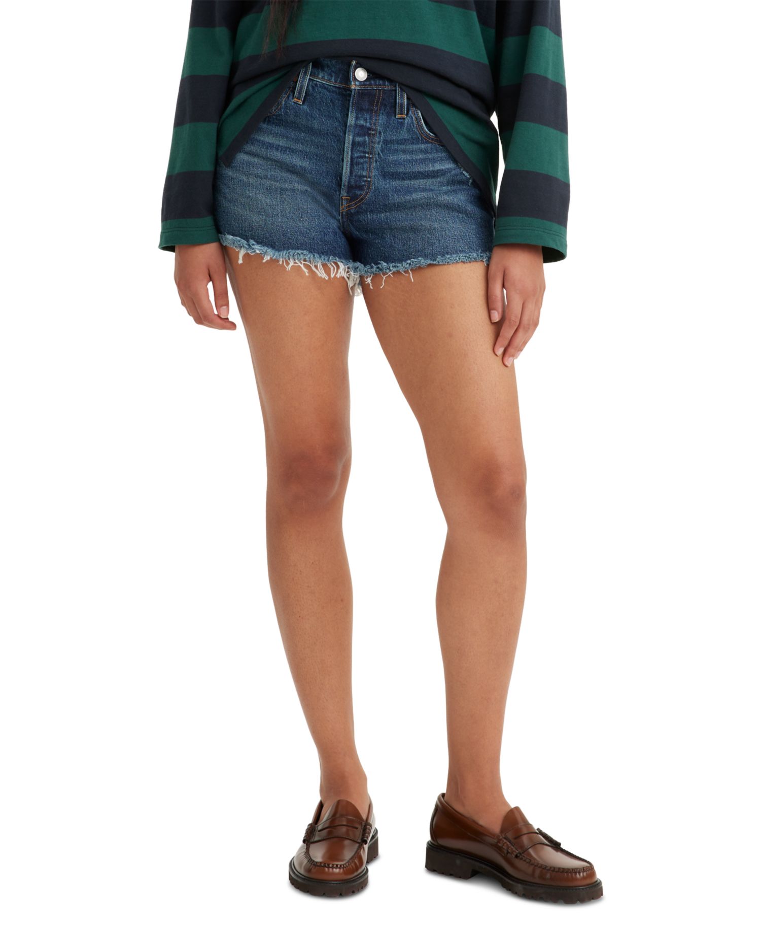 Women's 501 Button Fly Cotton High-Rise Denim Shorts