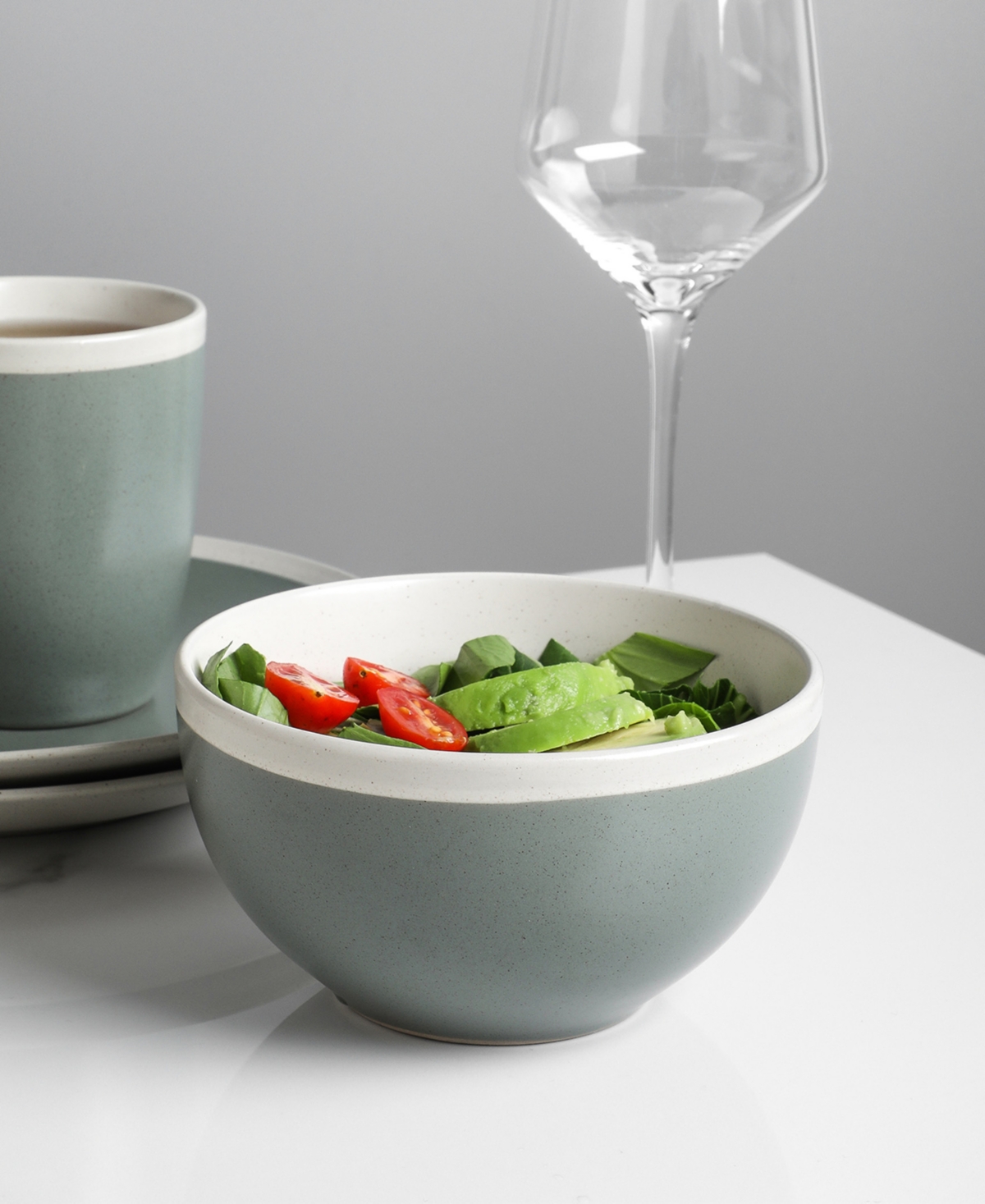 Stone Lain Serenity Pc. Dinnerware Set, Service For 4 - Green and Cream