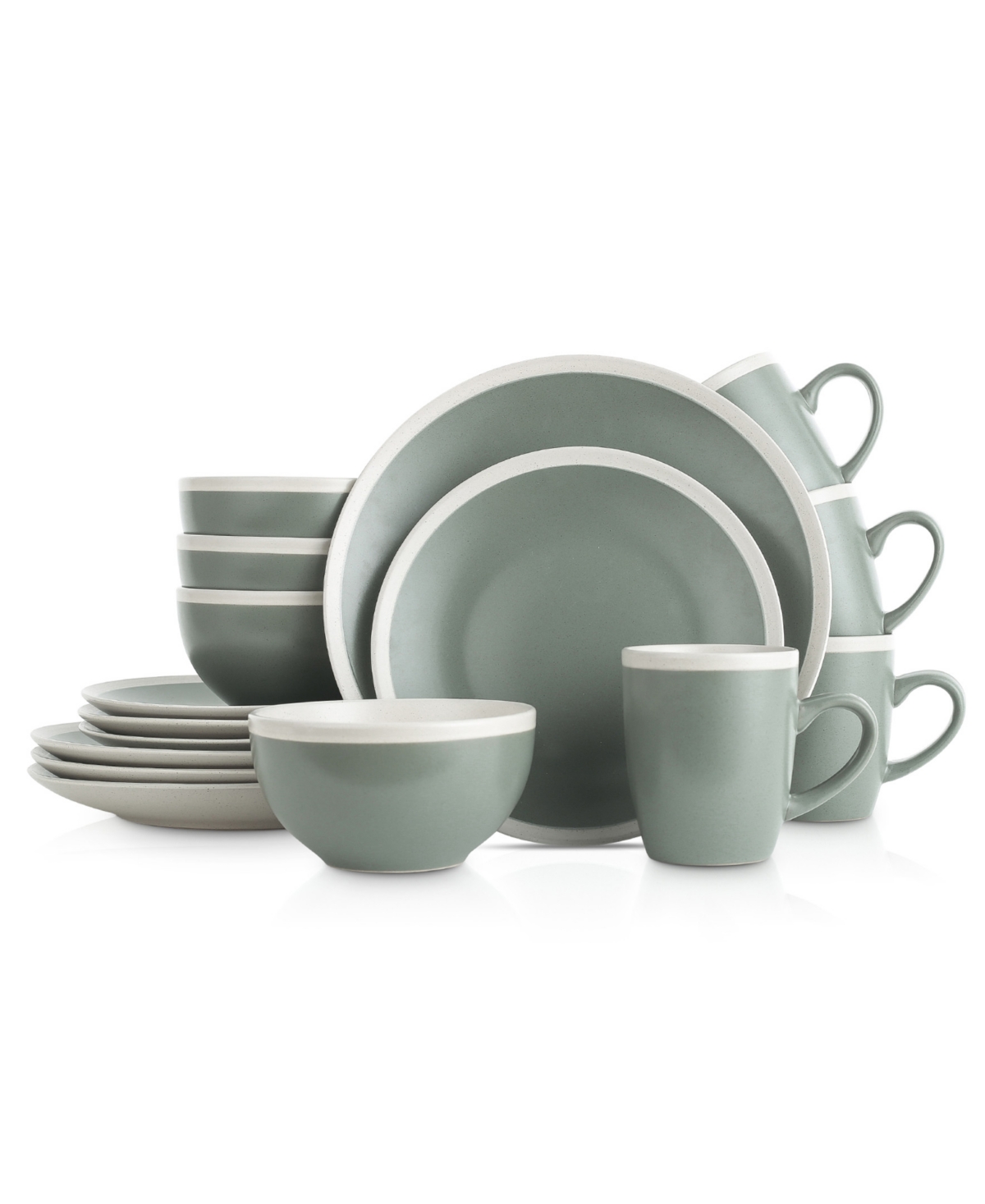 Serenity 16 Pieces Dinnerware Set, Service For 4 - Green and Cream