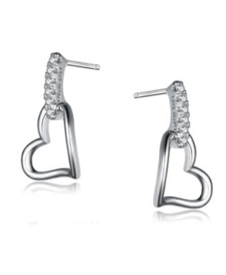 Sterling Silver Heart & Cubic Zirconia Earrings