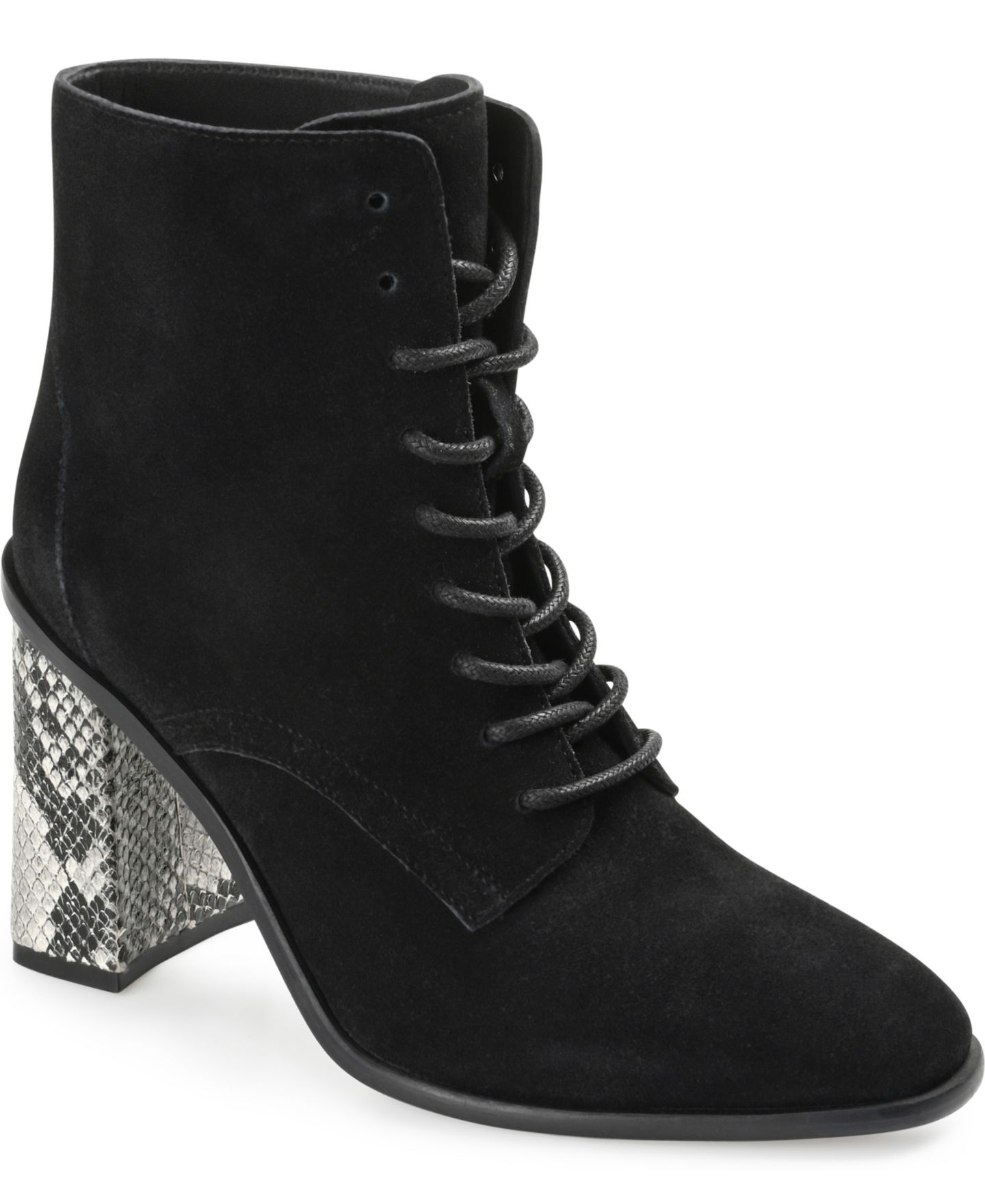 Женские ботинки Journee Signature Edda Block Heel Lace Up, цвет: Чёрный — фото 1