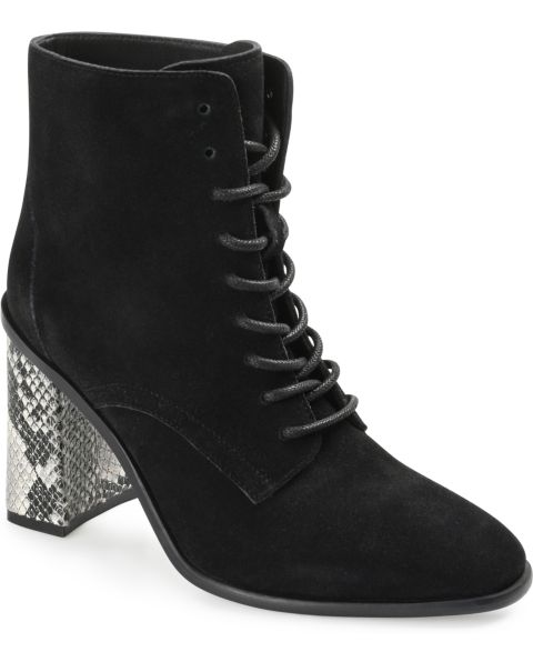 Женские ботинки Journee Signature Edda Block Heel Lace Up, цвет: Чёрный