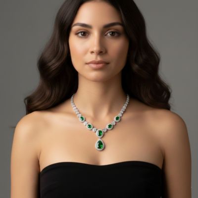 Sterling Silver White Gold Plated Chunky Necklace with Safety Lock