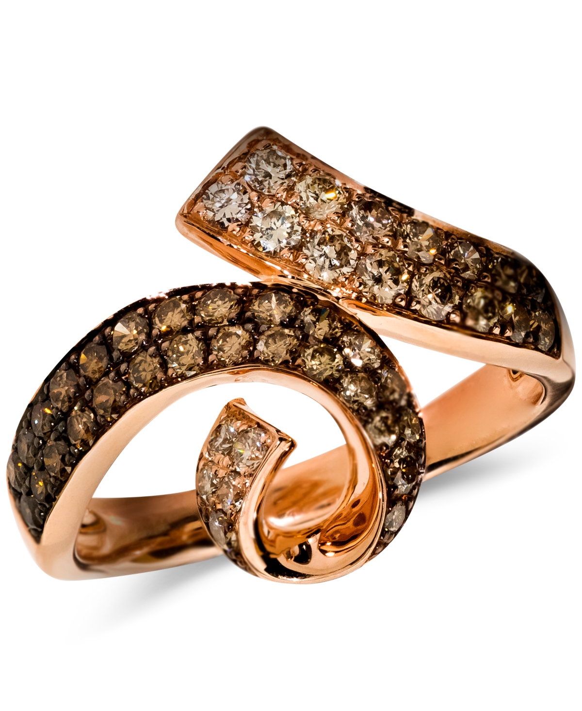 Le Vian Chocolate Ombre Diamonds (5/8 Ct. T.w.) & Nude Diamonds (1/4 Ct. T.w.) Swirl Statement Ring In 14k R In K Strawberry Gold Ring