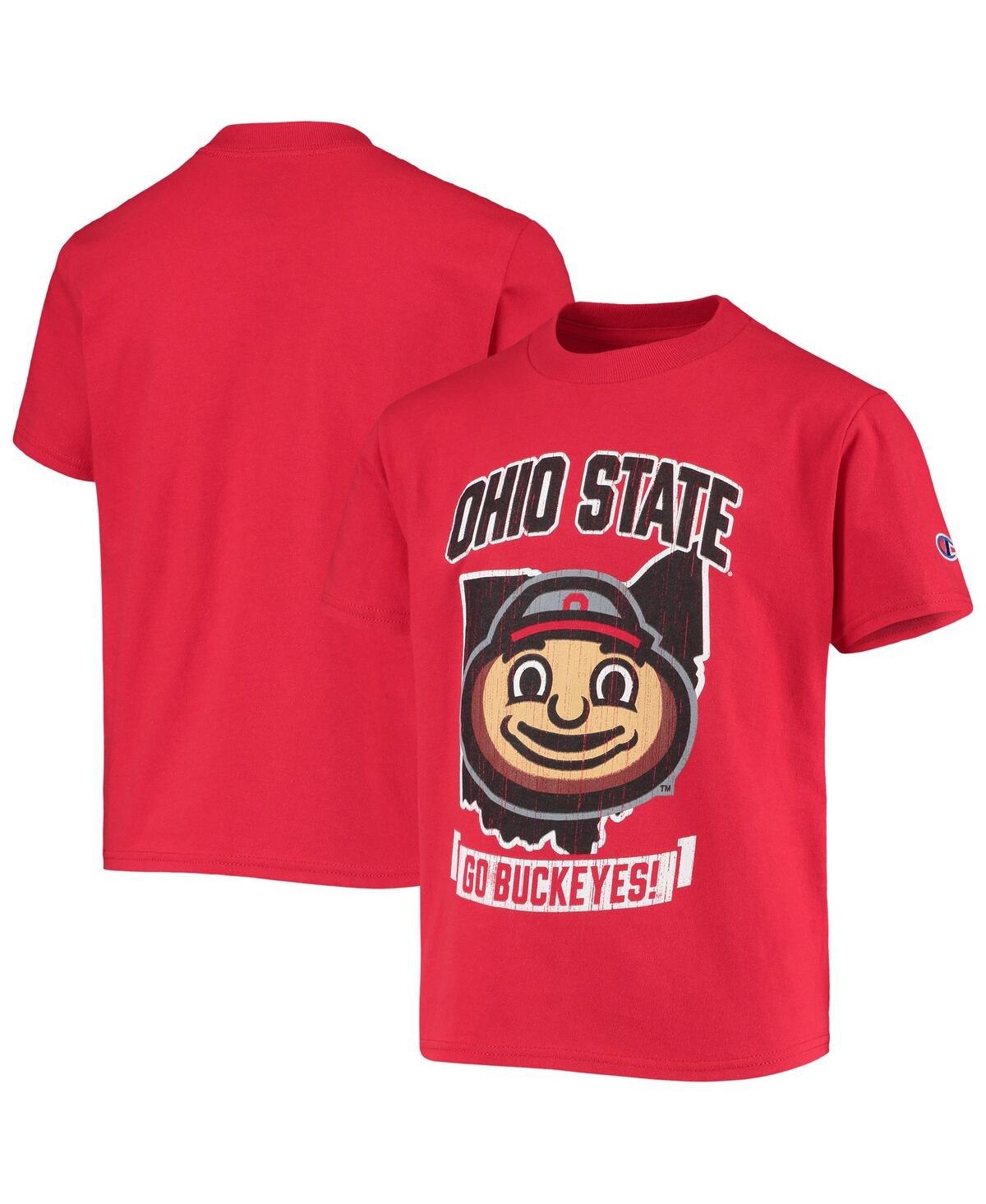 Champion Big Boys  Scarlet Ohio State Buckeyes Power Blend Pullover Hoodie In Scarlet