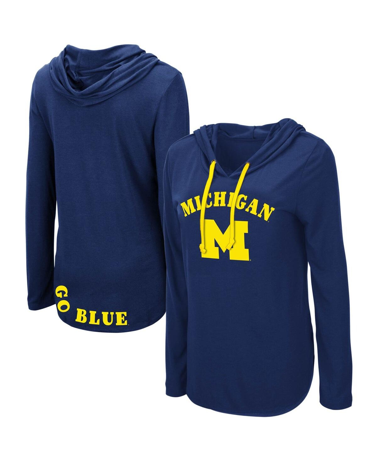 Colosseum Navy Michigan Wolverines My Lover Long Sleeve Hoodie T-shirt In Navy
