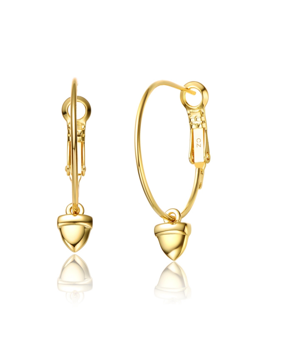 14K Gold Plated Cubic Zirconia Heart Hoop Earrings - Gold