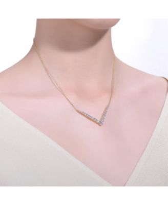 Radiant 14K Yellow Gold-Plated Cubic Zirconia Chevron Layering Necklace