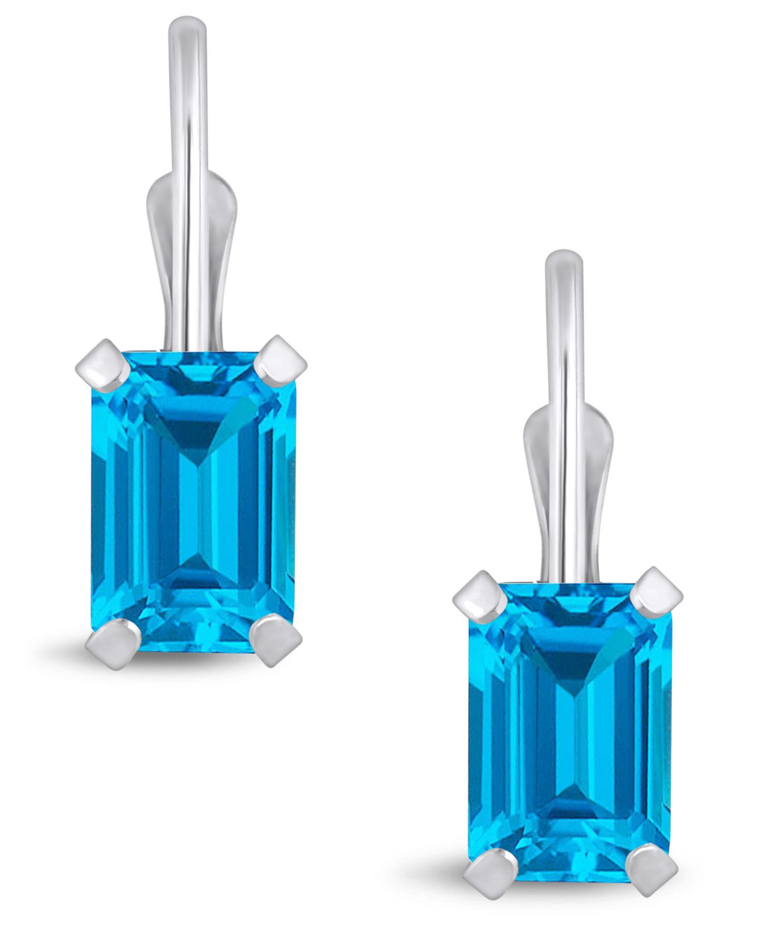 Gemstone Leverback Earrings in 10K White Gold
