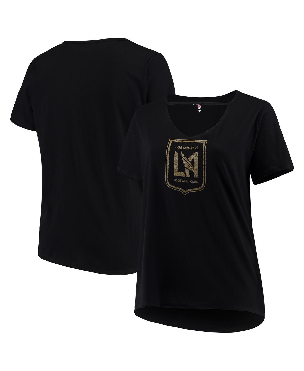 New Era Women's 5th & Ocean By  Black Lafc Plus Size Athletic Baby V-neck T-shirt