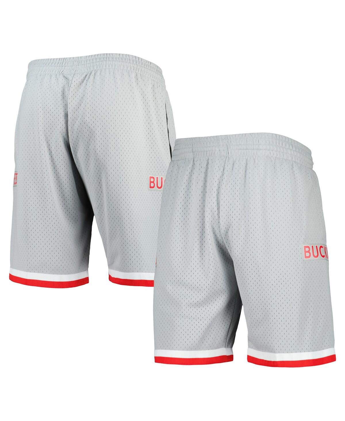 Shop Mitchell & Ness Men's  Silver Ohio State Buckeyes Authentic Shorts