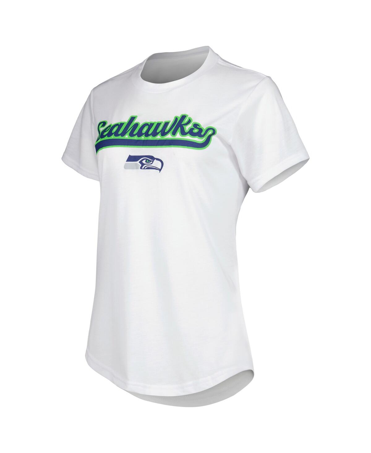 Concepts Sport Women's  White, Charcoal Seattle Seahawks Sonata T-shirt And Leggings Sleep Set In White,charcoal