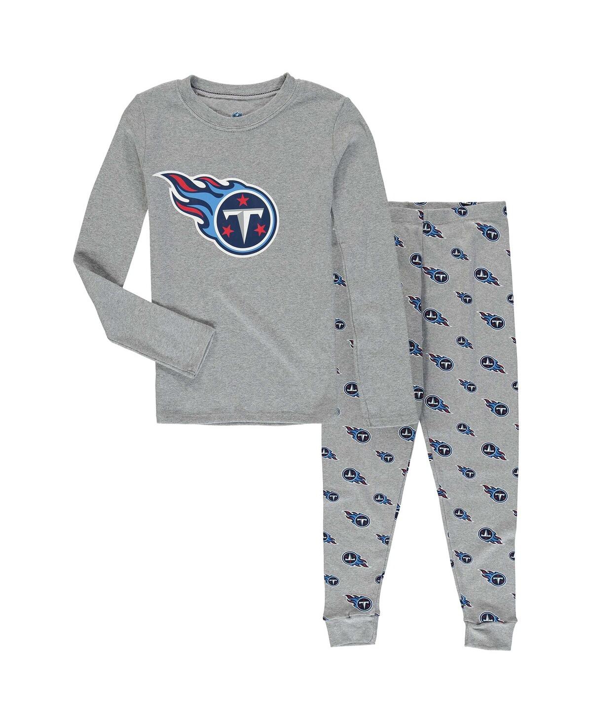 Shop Outerstuff Big Boys Heathered Gray Tennessee Titans Long Sleeve T-shirt And Pants Sleep Set