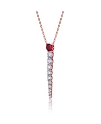 14k Yellow Gold Plated with Green &  Cubic Zirconia Icicle Journey Pendant Layering Necklace in Sterling Silver