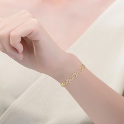 Women's Two-Tone Sterling Silver Open Heart-Link Design Bracelet