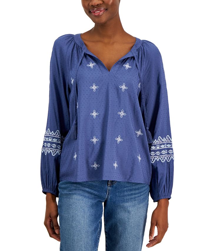 Style & Co Women's Embroidered LongSleeve Top, Created for Macy's Macy's