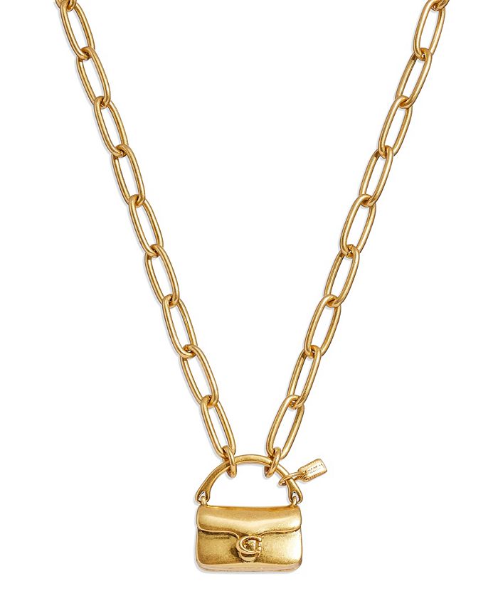 Coach Outlet Signature Padlock and Key Necklace