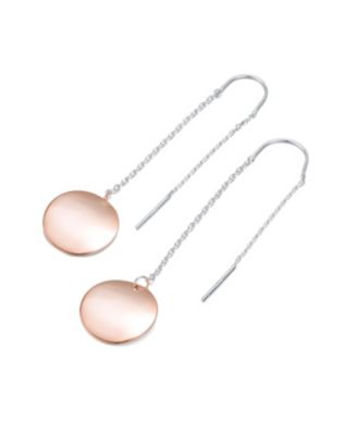 Classy Sterling Silver with Round Rose Gold Plated Metals Dangling Earrings.