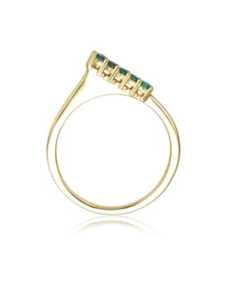 Rhodium-Plated with  Cubic Zirconia Chevron Tower Slender Stacking Ring in Sterling Silver