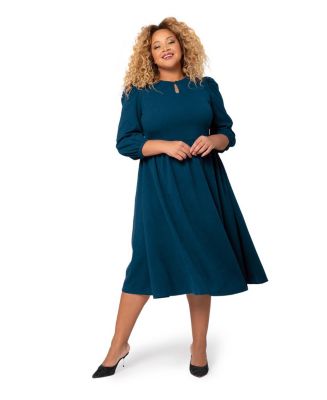 navy blue dress for baby girl Elegant Plus Size Dark Green A-Line Cocktail Dress for Autumn & Winter  Events main image 1